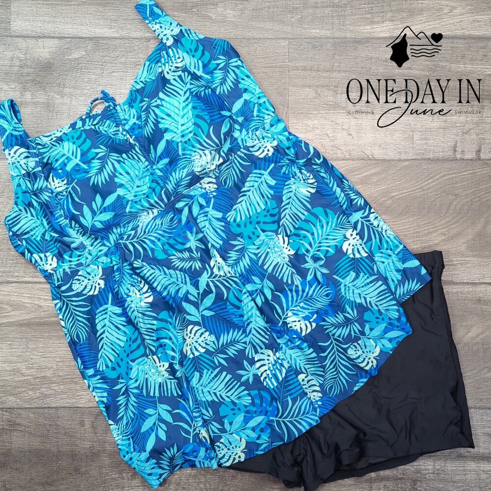 Yonique Plus Size Boyshort Tankini Swimsuit Size 22W
